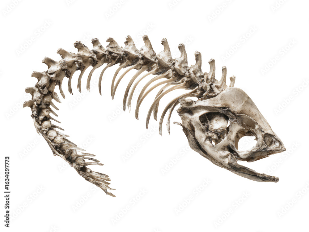 Fototapeta premium Isolated Fish Skeleton on Transparent Background for Educational Use