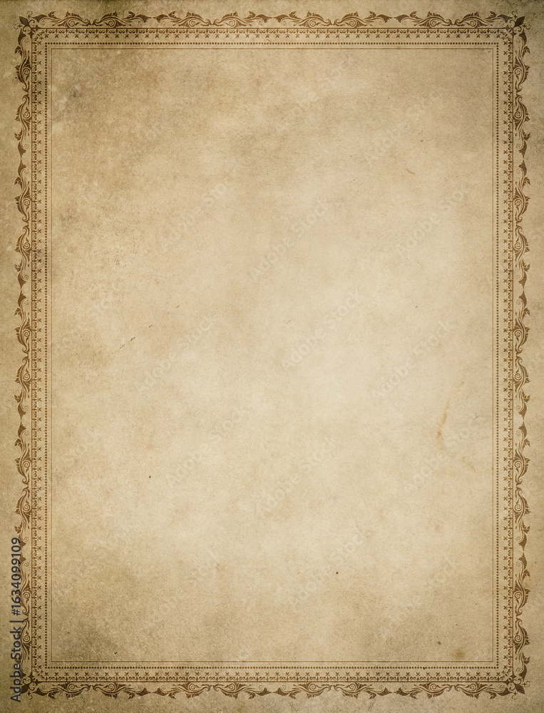 Obraz premium Aged grunge paper background with retro style border.