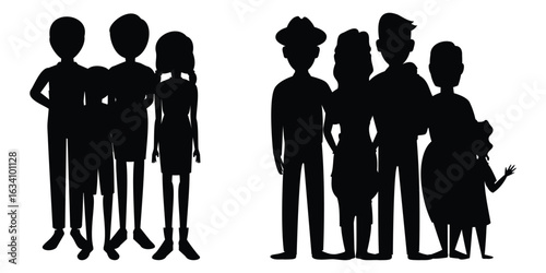 Silhouette of Diverse People Standing Together, Community and Support