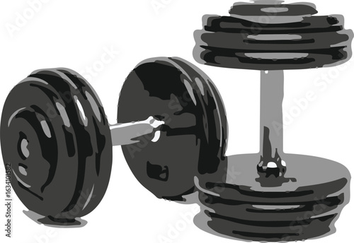 Black and white illustration of a barbell