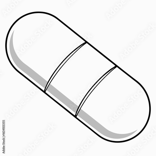 White capsule pill for medication and treatment isolated on white background