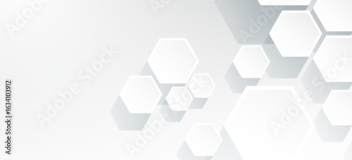 Abstract hexagon technology style geometric shape background, simple white background image.