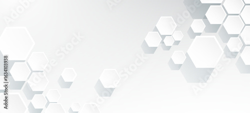 Abstract hexagon technology style geometric shape background, simple white background image.