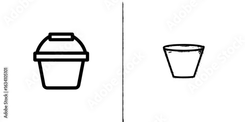 Modern domestic bucket icon featuring an isolated design with editable stroke