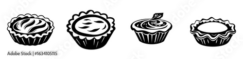Modern illustration of a hand drawn dessert presented in cartoon art as a pie