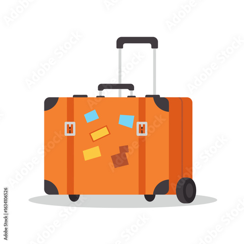 Orange Suitcase with Black Wheels and Handle