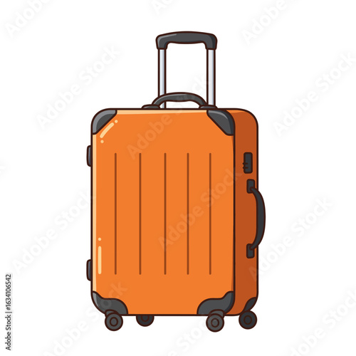 A Detailed Orange Suitcase with Black Accents