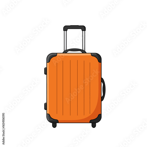 Bright Orange Suitcase with Black Accents and Handle