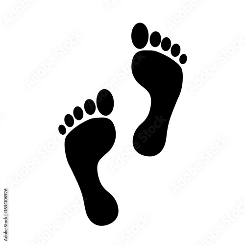 Two Silhouettes of Human Feet Viewed from Above