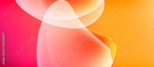 Abstract gradients blend, creating soft curves. Warm colors dominate, evoking energy, fluidity, modern design. Light plays across shapes.
