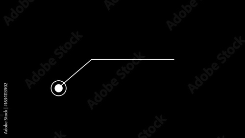 White callout graphic with circle and lines on black