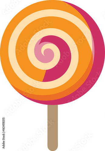 A black and white striped lollipop on a stick, showcasing a classic candy design
