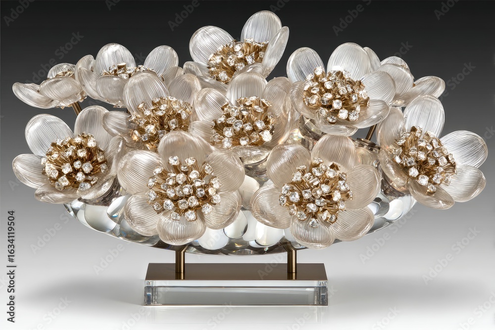 Obraz premium Crystal floral cluster on a pedestal