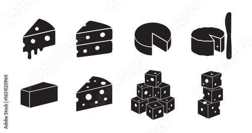 Collection of variety cheese blocks silhouette design