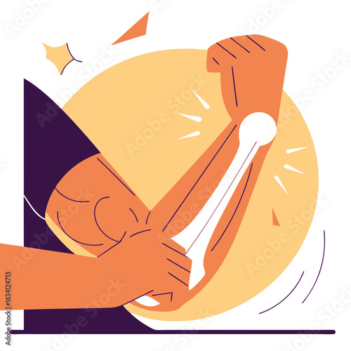 Arm muscles flexing with bone structure illustration in colorful style  