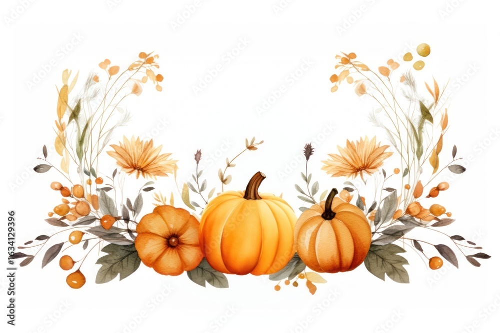 Naklejka premium Autumn pumpkins floral arrangement