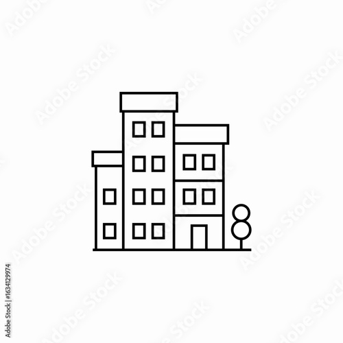 residential apartment building icon sign vector