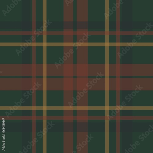 Green and brown tartan seamless pattern creating classic plaid design