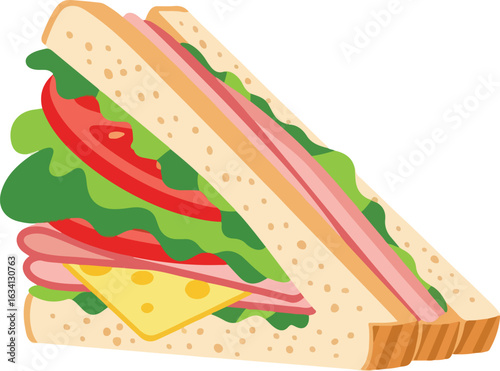 sandwich with tomato, cheese, lettuce, ham clip art preview