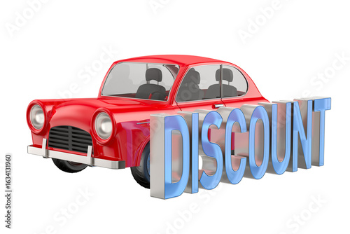 Discount on car. Isolated 3D illustration on white background
