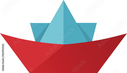 A minimalist black and white logo depicting a paper boat, representing adventure and exploration.