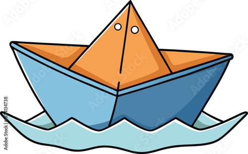 Black and white logo featuring a stylized paper boat, symbolizing creativity and imagination