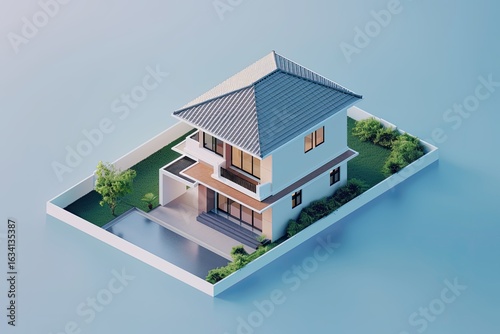 Ultra Hd Picture of 3D Rendering of Isometric House Model