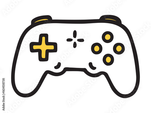Black Video Game Controller Sketch. Hand-Drawn Doodle Style Line Vector Illustration