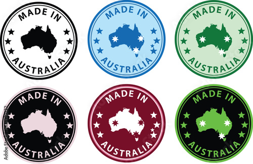 Collection of made in australia stamps featuring the australian continent map