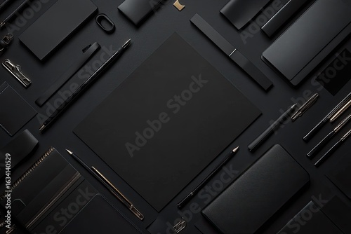 Detailed Color Image of Black Background with Stationery