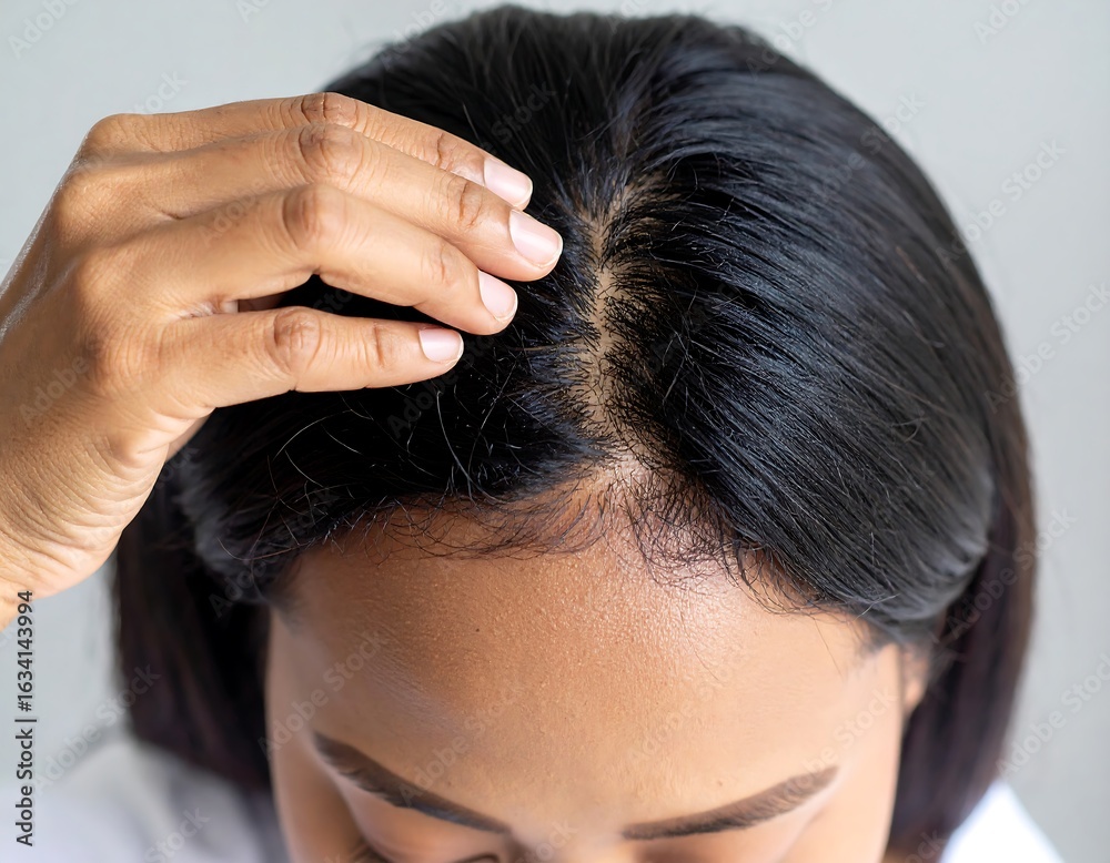 Fototapeta premium Woman checking for hair loss