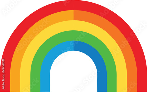 Colorful rainbow icon vector illustration with curved arcs in red, orange, yellow, green, blue, and purple hues