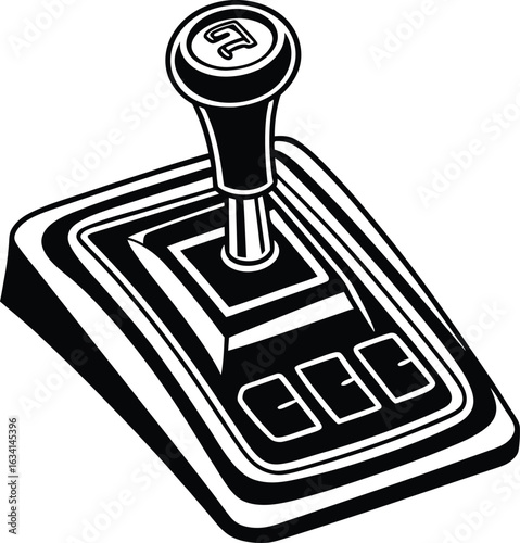 Black and white automotive gear shifter with patterned base transmission car part