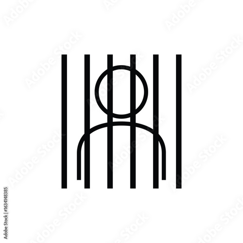People In Jail Prison Flat Line Icon