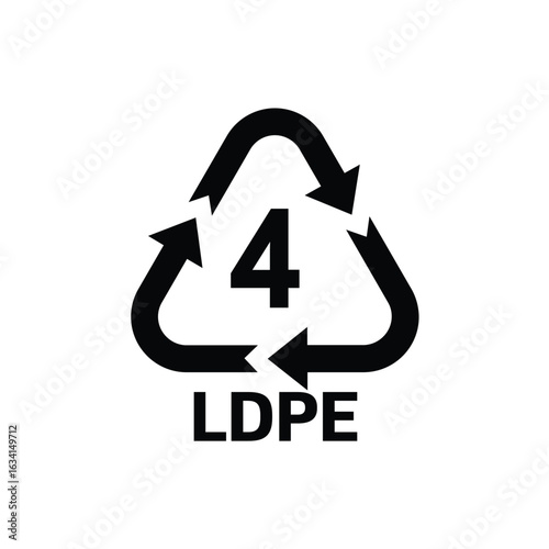 Plastic Recycling Symbol 4 LDPE Quality Sign Icon