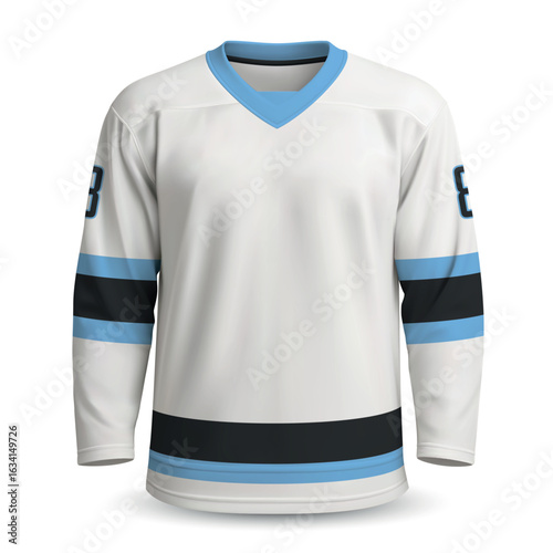 Realistic Ice Hockey away jersey in style, shirt template for sport uniform