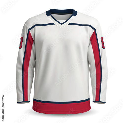 Realistic Ice Hockey away jersey in style, shirt template for sport uniform