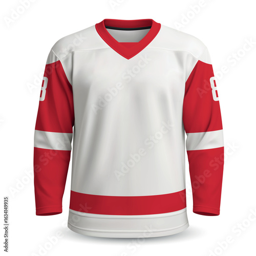 Realistic Ice Hockey away jersey in style, shirt template for sport uniform