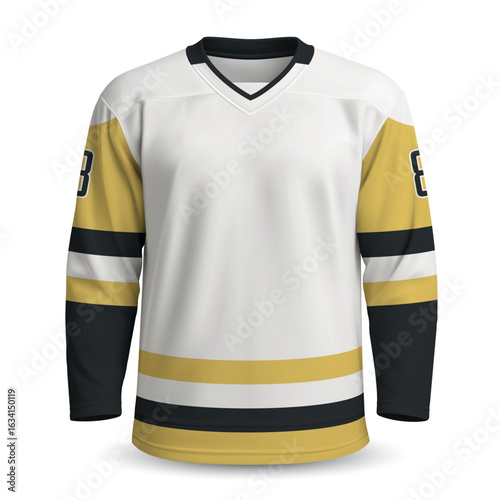 Realistic Ice Hockey away jersey in style, shirt template for sport uniform