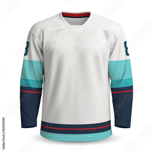 Realistic Ice Hockey away jersey in style, shirt template for sport uniform