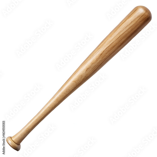 Baseball bat isolated on white background, a wooden sports equipment for playing the game of baseball