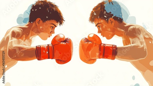 Teen with Punching Gloves Reflections