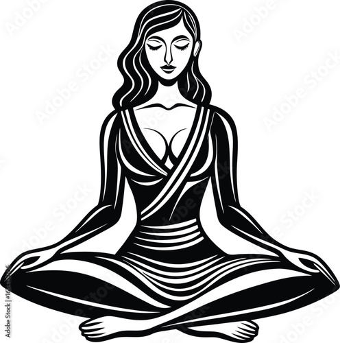 Yoga woman silhouette vector design. black yoga logo vector art.