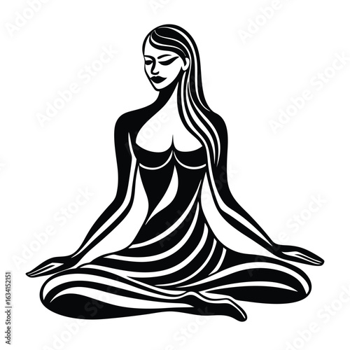Yoga woman silhouette vector design. black yoga logo vector art.