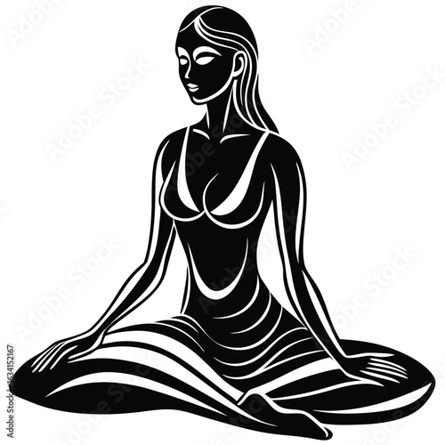 Yoga woman silhouette vector design. black yoga logo vector art.