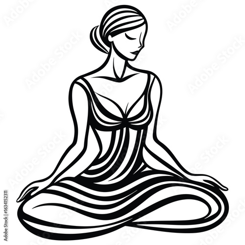 Yoga woman silhouette vector design. black yoga logo vector art.