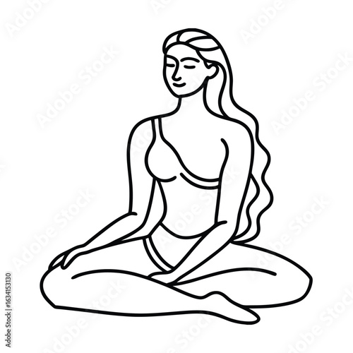 Yoga woman silhouette vector design. black yoga logo vector art.