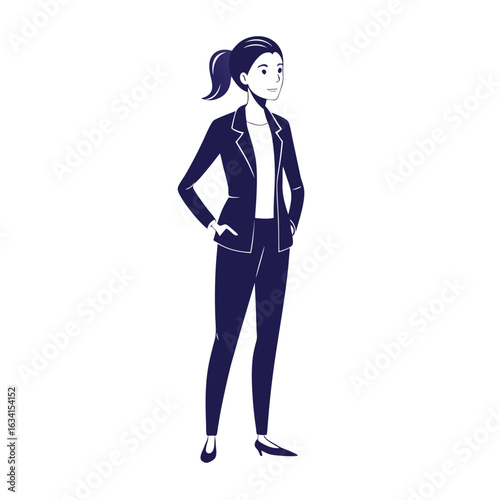 business woman in blue uniform