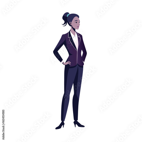 business woman in blue uniform