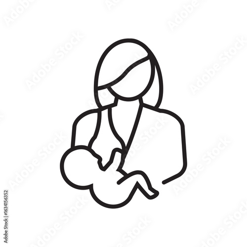 Mother Breastfeeding Icon Line Art